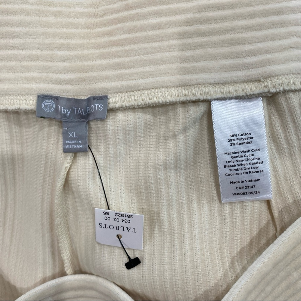 Set of 2 -Talbots Ribbed Knit Wide Leg Pull-On Joggers in Cream & Deep Purple - Picture 9 of 15